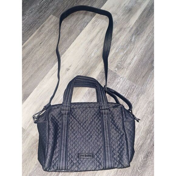 VERA BRADLEY MEDIUM BLACK QUILTED DUAL HANDLE SHOULDER BAG - Picture 4 of 7